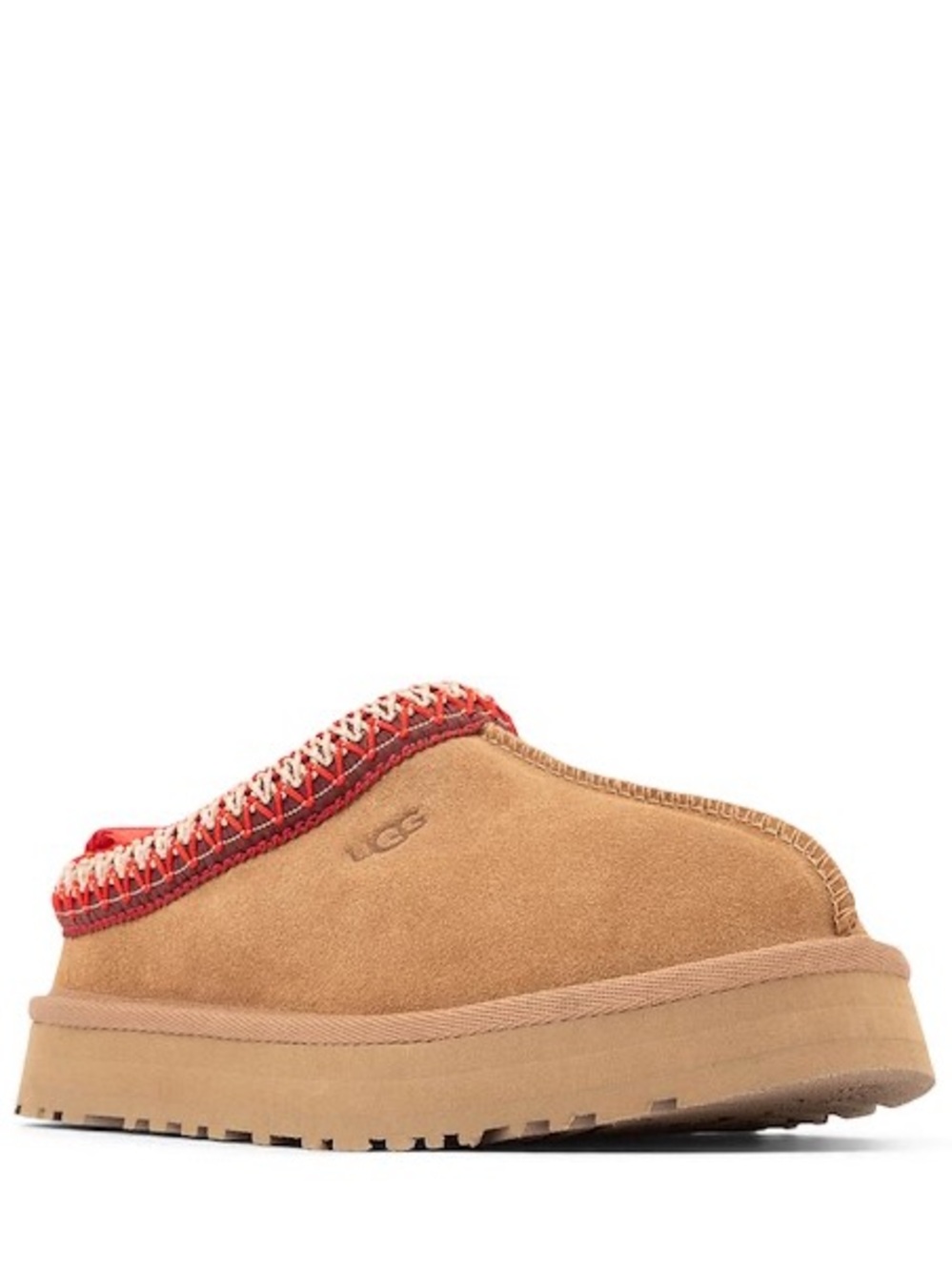Brand New UGG Tazz Chestnut Suede Slip-On Mule with Red Trim - Picture 6 of 7